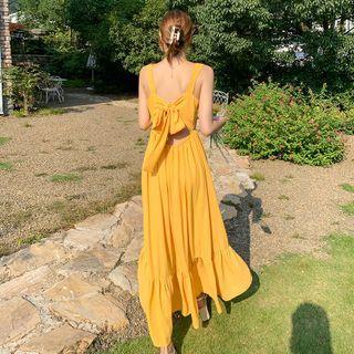 Strappy Tie-back Midi A-line Dress