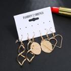 Alloy Dangle Earring (various Designs) Set Of 3 - Gold - One Size