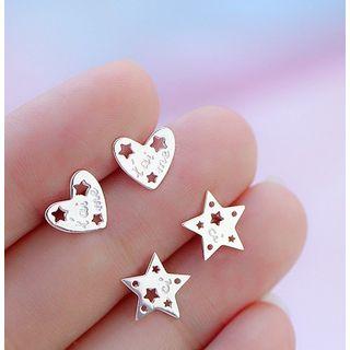 925 Sterling Silver Heart / Star Earring