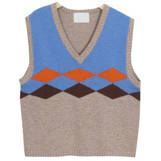 Patterned Knit Vest As Shown In Figure - One Size