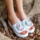 Embroidered Slide Platform Slippers