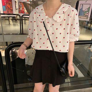 Strawberry Print Elbow-sleeve Blouse