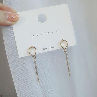 Rhinestone Threader Hoop Earrings 1 Pair - Gold - One Size