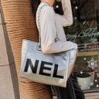 Letter Faux Leather Carryall Bag