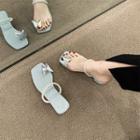 Butterfly Toe-ring Block Heel Slide Sandals