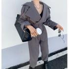 Plain Long-sleeve Blazer Jumpsuit