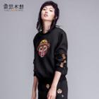 Monkey Embroidered Pullover
