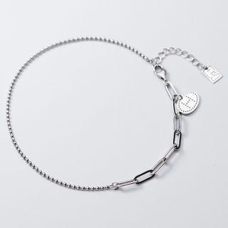 Asymmetric Chain Disc Anklet Silver - One Size
