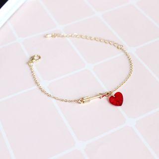 Alloy Arrow Faux Crystal Heart Bracelet As Shown In Figure - One Size