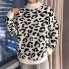 Mock-neck Leopard Print Pullover