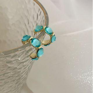 Faux Crystal Hoop Earring Blue - One Size