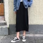 Straight Cut Midi Skirt Black - One Size