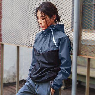 Color Block Lettering Hooded Sports Top