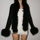 Fluffy Collar Knit Cardigan