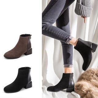 Chunky Heel Paneled Ankle Boots