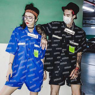 Couple Matching Lettering Short-sleeve Shirt / Shorts
