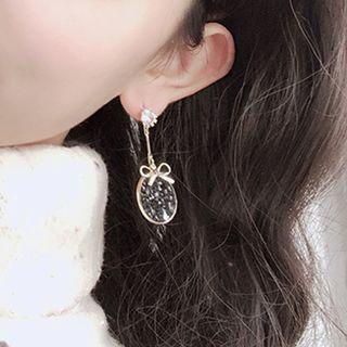 Rhinestone Bow & Disc Dangle Earring