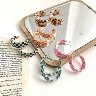 Check Resin Open Hoop Earring