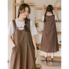 Dual-pocket Long Overall Dress