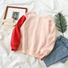Color Block Sweatshirt Red & Pink - One Size