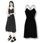 Strappy Fringed Dress Black - One Size