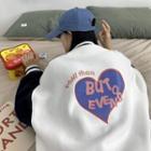 Two-tone Lettering Heart Print Jacket