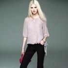 3/4-sleeve Chiffon Blouse With Camisole