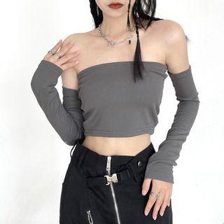 Set: Plain Tube Top + Arm Sleeves