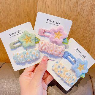 Set: Star Hair Clip + Floral Print Fabric Hair Clip