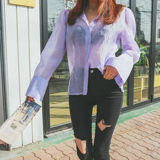 Wide-cuff See-through Shirt