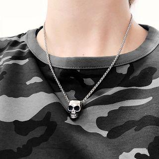 Stainless Steel Skull Pendant Necklace Silver - One Size