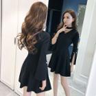 Slit-sleeve Choker A-line Minidress