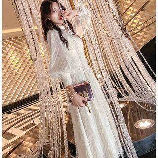 Puff Sleeve Furry Knit Dress