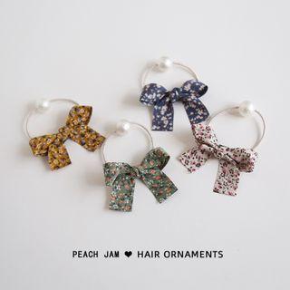 Floral Print Ribbon Hair Tie / Mesh Ribbon Hair Tie