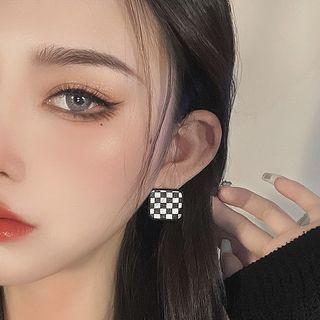 Checkerboard Square Drop Earring