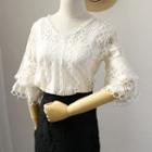 Lace Elbow Sleeve Top With Camisole