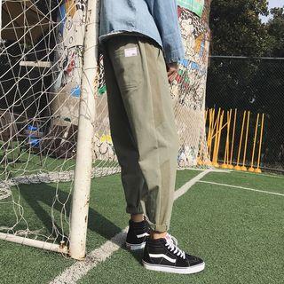 Color Panel Drawstring Straight Cut Pants