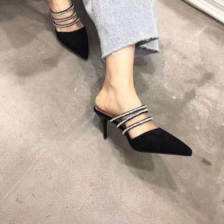 Rhinestone Strappy Pointed High Heel Sandals