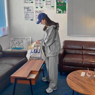 Zip Hoodie & Wide Pants Sweatsuit Set