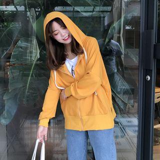 Side-slit Zip Hoodie