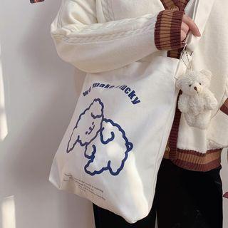 Canvas Dog Print Tote Bag