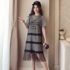 Short-sleeve Midi Striped T-shirt Dress