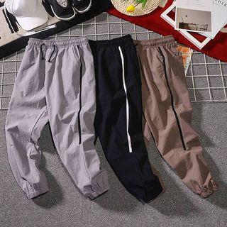 Drawstring Waist Elastic Cuff Cropped Pants