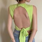 Sleeveless Open-back Crop Top Neon Green - One Size