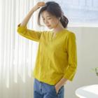 Stitched Open-placket M Lange T-shirt