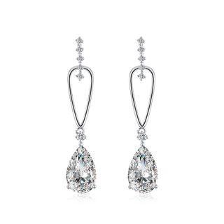 Elegant Simple Hollow Water Drop Shaped Cubic Zircon Earrings Silver - One Size