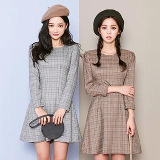 Glen-plaid A-line Mini Dress
