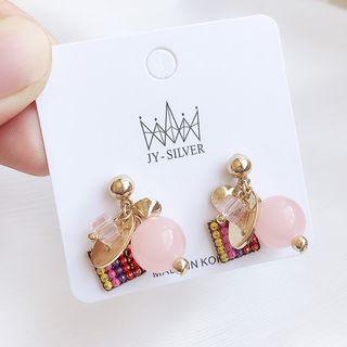 Non-matching Flower Rectangle Dangle Earring 1 Pair - As Shown In Figure - One Size
