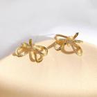 Rhinestone Alloy Bow Earring 1 Pair - Silver Needle - As Shown In Figure - One Size
