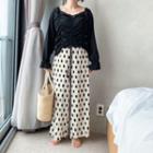 Band-waist Pleated Dotted Pants
